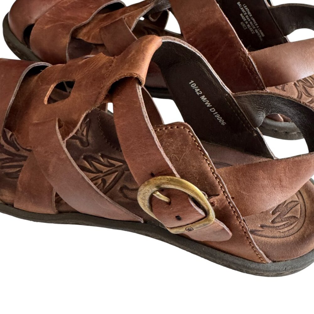 Born Size 10 Leather Carys Fisherman Sandals Classic Timeless Adjustable Brown - Picture 7 of 13